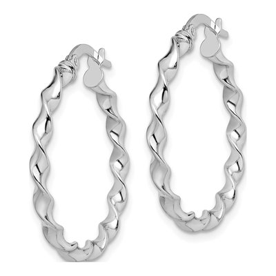 14K White Gold 26mm Twisted Hoop Earrings – view 3