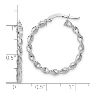 14K White Gold 26mm Twisted Hoop Earrings – view 4