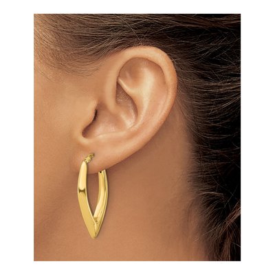 14K Yellow Gold 34mm Oval Hoop Earrings – view 4