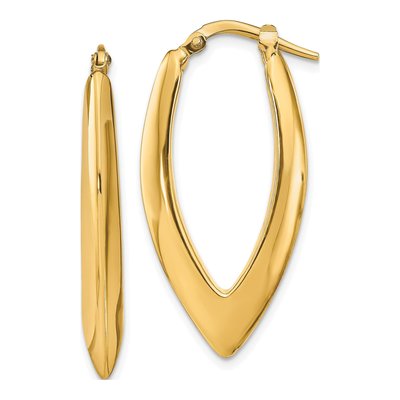 14K Yellow Gold 34mm Oval Hoop Earrings