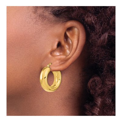14K Yellow Gold 25mm Hoop Earrings – view 4