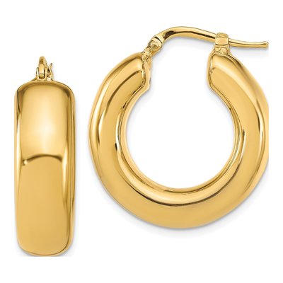 14K Yellow Gold 25mm Hoop Earrings