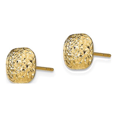 14K Yellow Gold Diamond-Cut Button Stud Earrings – view 3
