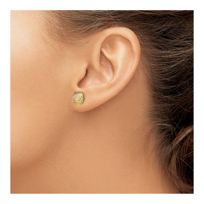 14K Yellow Gold Diamond-Cut Button Stud Earrings – view 4