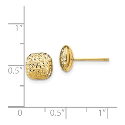 14K Yellow Gold Diamond-Cut Button Stud Earrings – view 5
