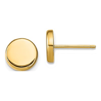 14K Yellow Gold Button Stud Earrings