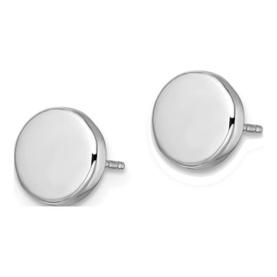 14K White Gold Button Stud Earrings – view 3