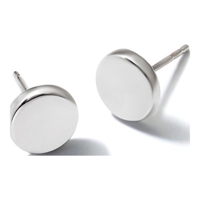 14K White Gold Button Stud Earrings – view 6