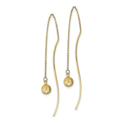 14K Yellow Gold Diamond-Cut Threader Earrings – view 3