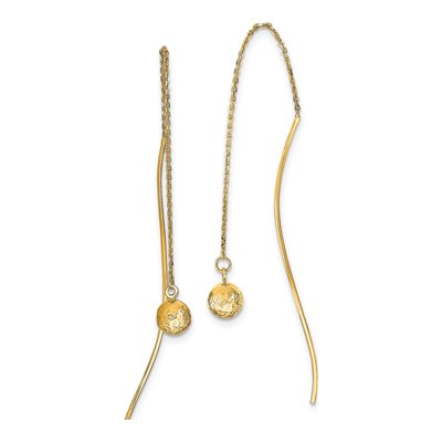 14K Yellow Gold Diamond-Cut Threader Earrings
