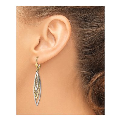 14K Two-Tone Gold Diamond-Cut Leverback Earrings – view 4