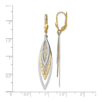 14K Two-Tone Gold Diamond-Cut Leverback Earrings – view 5