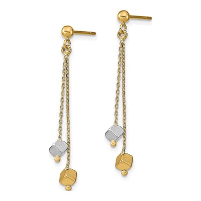 14K Two-Tone Gold Beaded Dangle Earrings – view 3