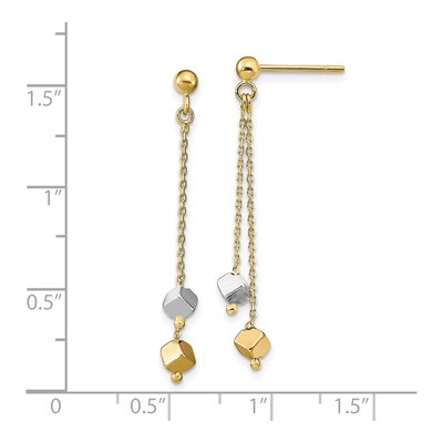 14K Two-Tone Gold Beaded Dangle Earrings – view 5