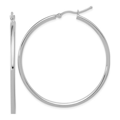 14K White Gold 45mm Hoop Earrings