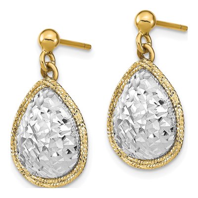 14K Two-Tone Gold Teardrop Dangle Earrings – view 3