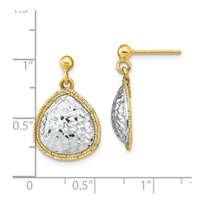 14K Two-Tone Gold Teardrop Dangle Earrings – view 5