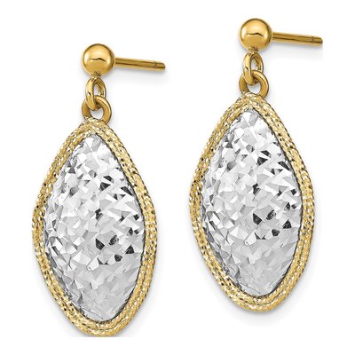 14K Two-Tone Gold Diamond-Cut Dangle Earrings – view 3