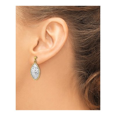 14K Two-Tone Gold Diamond-Cut Dangle Earrings – view 4