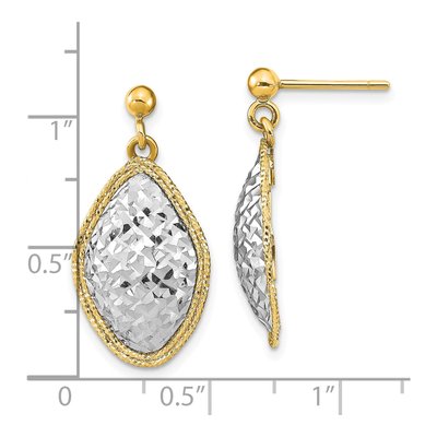 14K Two-Tone Gold Diamond-Cut Dangle Earrings – view 5