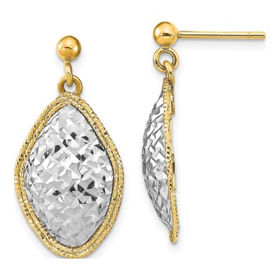 14K Two-Tone Gold Diamond-Cut Dangle Earrings