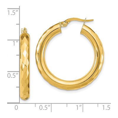 14K Yellow Gold 26mm Diamond-Cut Hoop Earrings – view 5