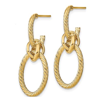 14K Yellow Gold Textured Dangle Earrings – view 3