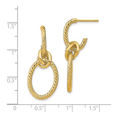 14K Yellow Gold Textured Dangle Earrings – view 5