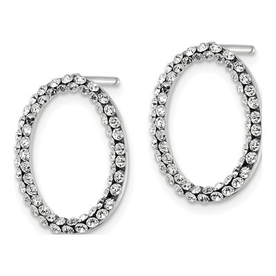 14K Yellow Gold Crystal Wht Rh-Plating Dangle Earrings – view 3