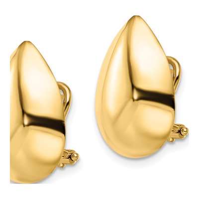 14K Yellow Gold Teardrop Omega Back Dangle Earrings – view 3