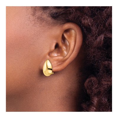 14K Yellow Gold Teardrop Omega Back Dangle Earrings – view 4