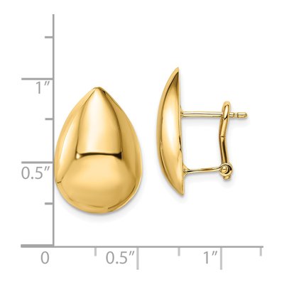 14K Yellow Gold Teardrop Omega Back Dangle Earrings – view 5