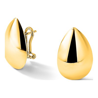 14K Yellow Gold Teardrop Omega Back Dangle Earrings – view 6