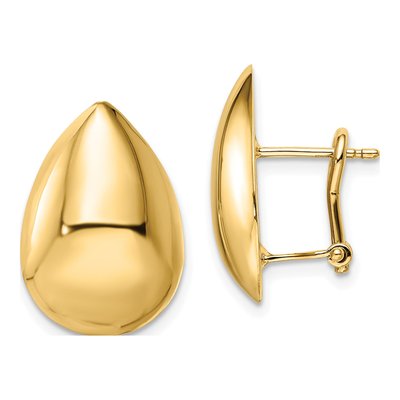 14K Yellow Gold Teardrop Omega Back Dangle Earrings