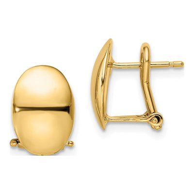 14K Yellow Gold Omega Back Stud Earrings