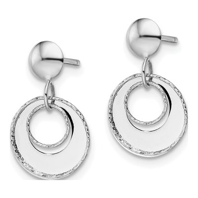 14K White Gold Textured Dangle Earrings – view 3