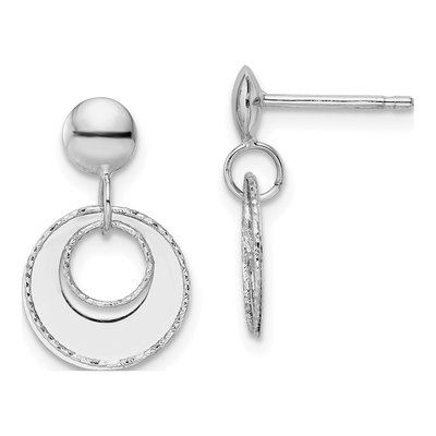 14K White Gold Textured Dangle Earrings