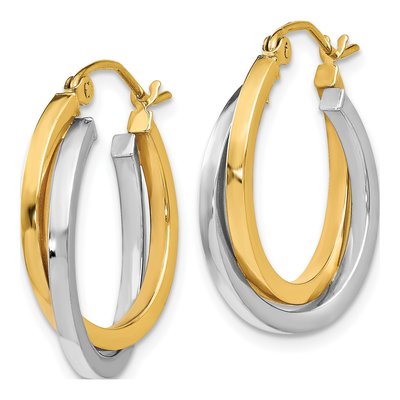 14K Two-Tone Gold Intertwined Hoop Earrings – view 3