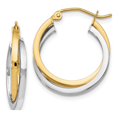 14K Two-Tone Gold Intertwined Hoop Earrings