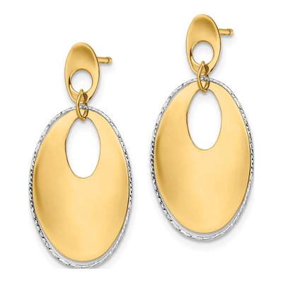 14K Two-Tone Gold Textured Dangle Earrings – view 3
