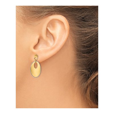14K Two-Tone Gold Textured Dangle Earrings – view 4
