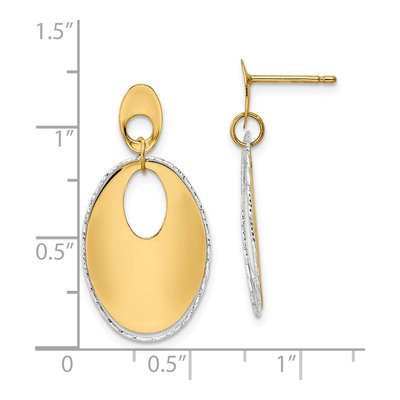 14K Two-Tone Gold Textured Dangle Earrings – view 5