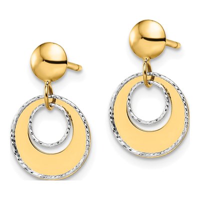 14K Two-Tone Gold Textured Dangle Earrings – view 3