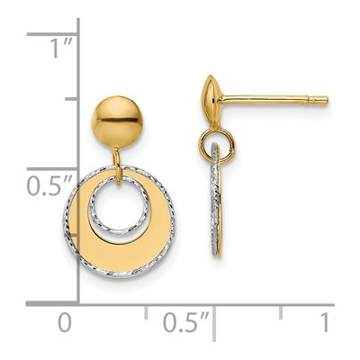 14K Two-Tone Gold Textured Dangle Earrings – view 5