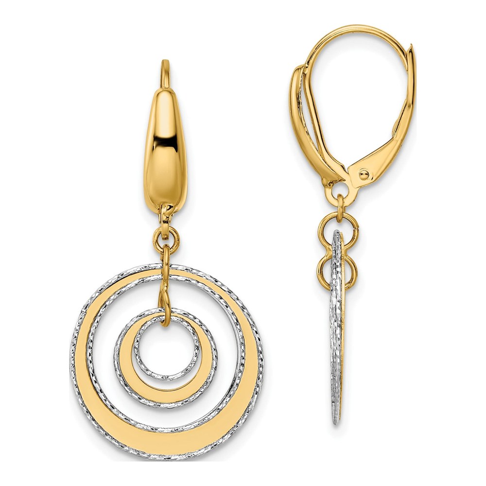 14K Two-Tone Gold Leverback Earrings