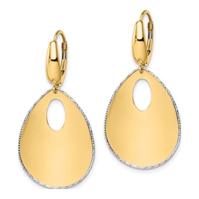 14K Two-Tone Gold Textured Leverback Earrings – view 3