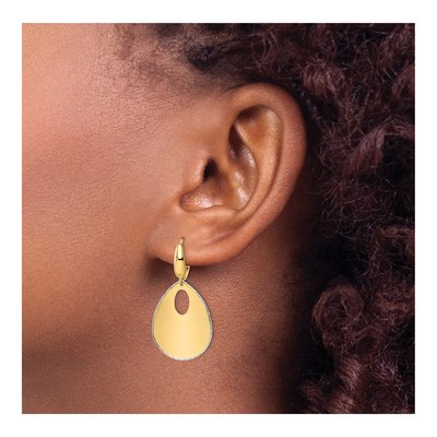 14K Two-Tone Gold Textured Leverback Earrings – view 4