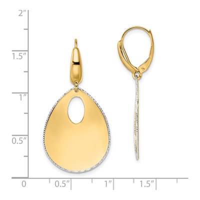 14K Two-Tone Gold Textured Leverback Earrings – view 5