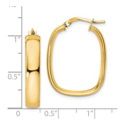 14K Yellow Gold Squared Oval Hoop Earrings – view 5