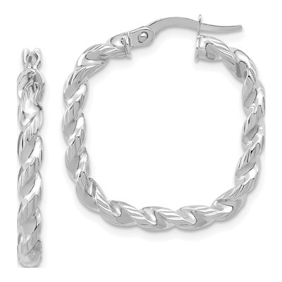 14K Yellow Gold 26mm Twisted Square Hoop Earrings